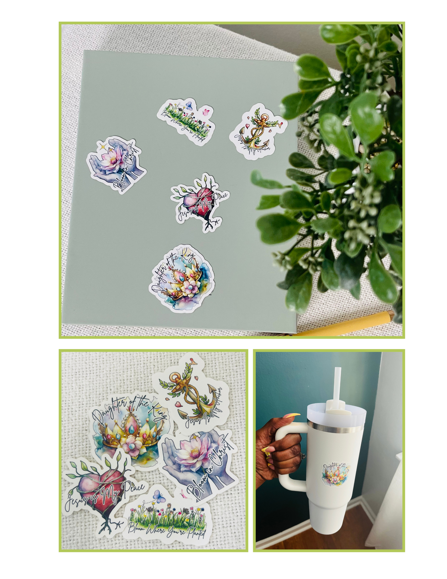 5-Pack Exclusive Faith-Inspired Stickers for journals, tumblers, laptops, books and more